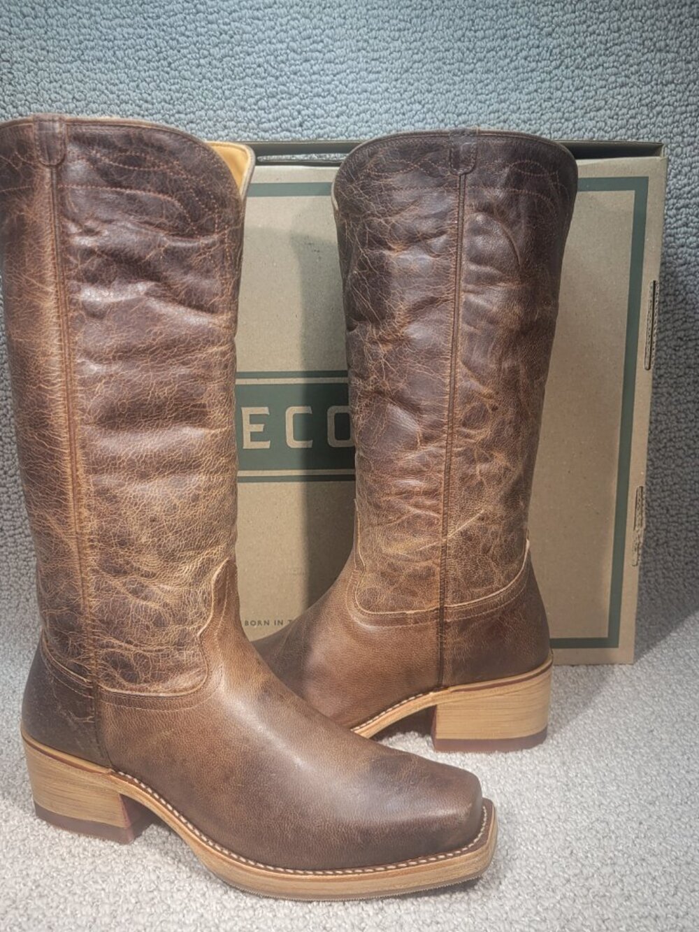 Tecovas The Charlie Women's Size 7.5B Cafe Goat Stovepipe Boots - Picture 7 of 11